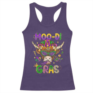 Mardi Gras Racerback Tank Top Moo-di Bead Heifer Cow Fat Tuesday Festival TS09 Purple Print Your Wear