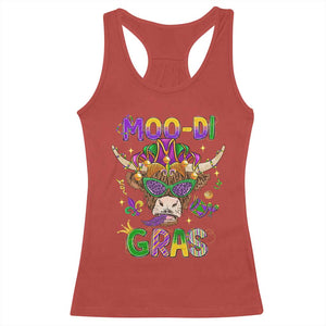 Mardi Gras Racerback Tank Top Moo-di Bead Heifer Cow Fat Tuesday Festival TS09 Red Print Your Wear