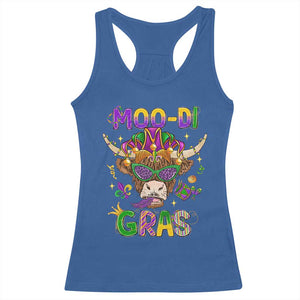 Mardi Gras Racerback Tank Top Moo-di Bead Heifer Cow Fat Tuesday Festival TS09 Royal Blue Print Your Wear