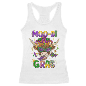 Mardi Gras Racerback Tank Top Moo-di Bead Heifer Cow Fat Tuesday Festival TS09 White Print Your Wear