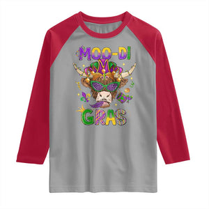 Mardi Gras Raglan Shirt Moo-di Bead Heifer Cow Fat Tuesday Festival TS09 Sport Gray Red Print Your Wear