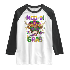 Mardi Gras Raglan Shirt Moo-di Bead Heifer Cow Fat Tuesday Festival TS09 White Black Print Your Wear
