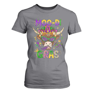 Mardi Gras T Shirt For Women Moo-di Bead Heifer Cow Fat Tuesday Festival TS09 Charcoal Print Your Wear