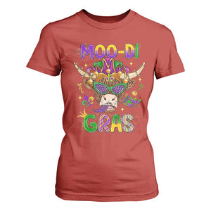 Mardi Gras T Shirt For Women Moo-di Bead Heifer Cow Fat Tuesday Festival TS09 Red Print Your Wear