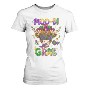 Mardi Gras T Shirt For Women Moo-di Bead Heifer Cow Fat Tuesday Festival TS09 White Print Your Wear