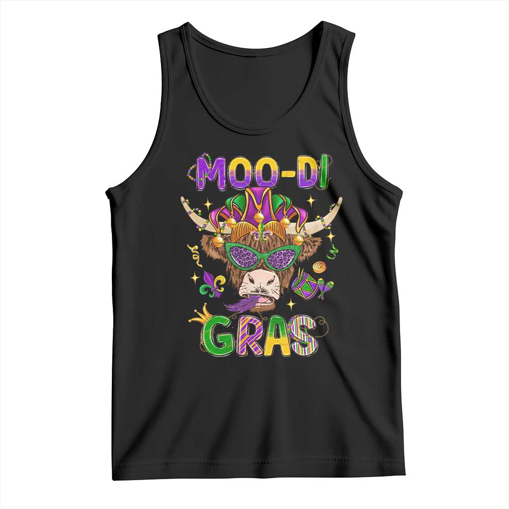 Mardi Gras Tank Top Moo-di Bead Heifer Cow Fat Tuesday Festival TS09 Black Print Your Wear