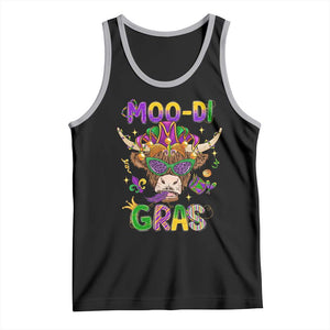 Mardi Gras Tank Top Moo-di Bead Heifer Cow Fat Tuesday Festival TS09 Black Athletic Heather Print Your Wear