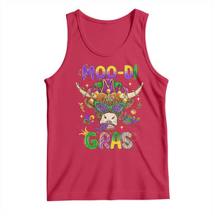 Mardi Gras Tank Top Moo-di Bead Heifer Cow Fat Tuesday Festival TS09 Red Print Your Wear