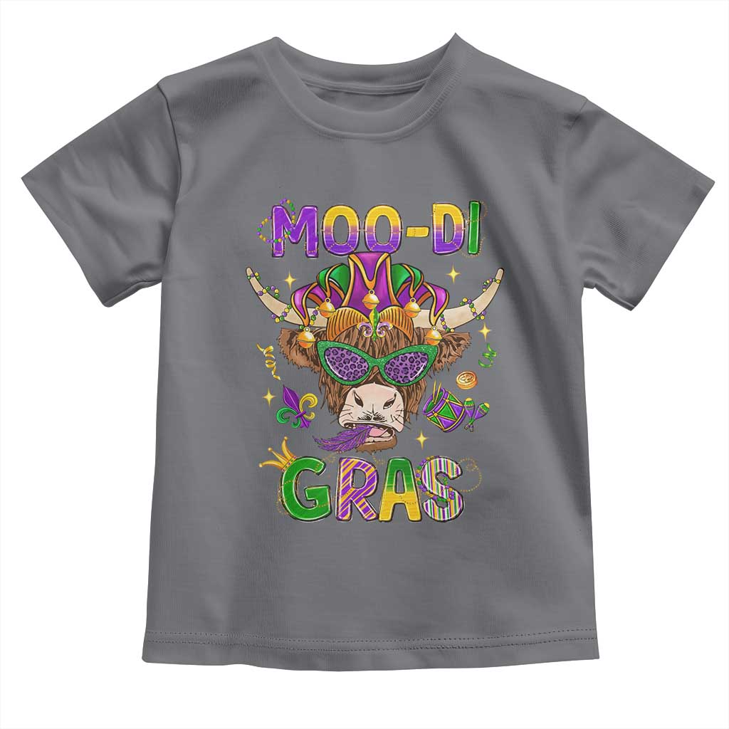 Mardi Gras Toddler T Shirt Moo-di Bead Heifer Cow Fat Tuesday Festival TS09 Charcoal Print Your Wear