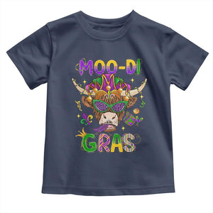 Mardi Gras Toddler T Shirt Moo-di Bead Heifer Cow Fat Tuesday Festival TS09 Navy Print Your Wear