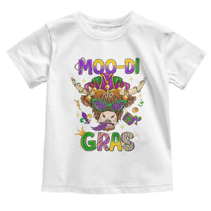 Mardi Gras Toddler T Shirt Moo-di Bead Heifer Cow Fat Tuesday Festival TS09 White Print Your Wear