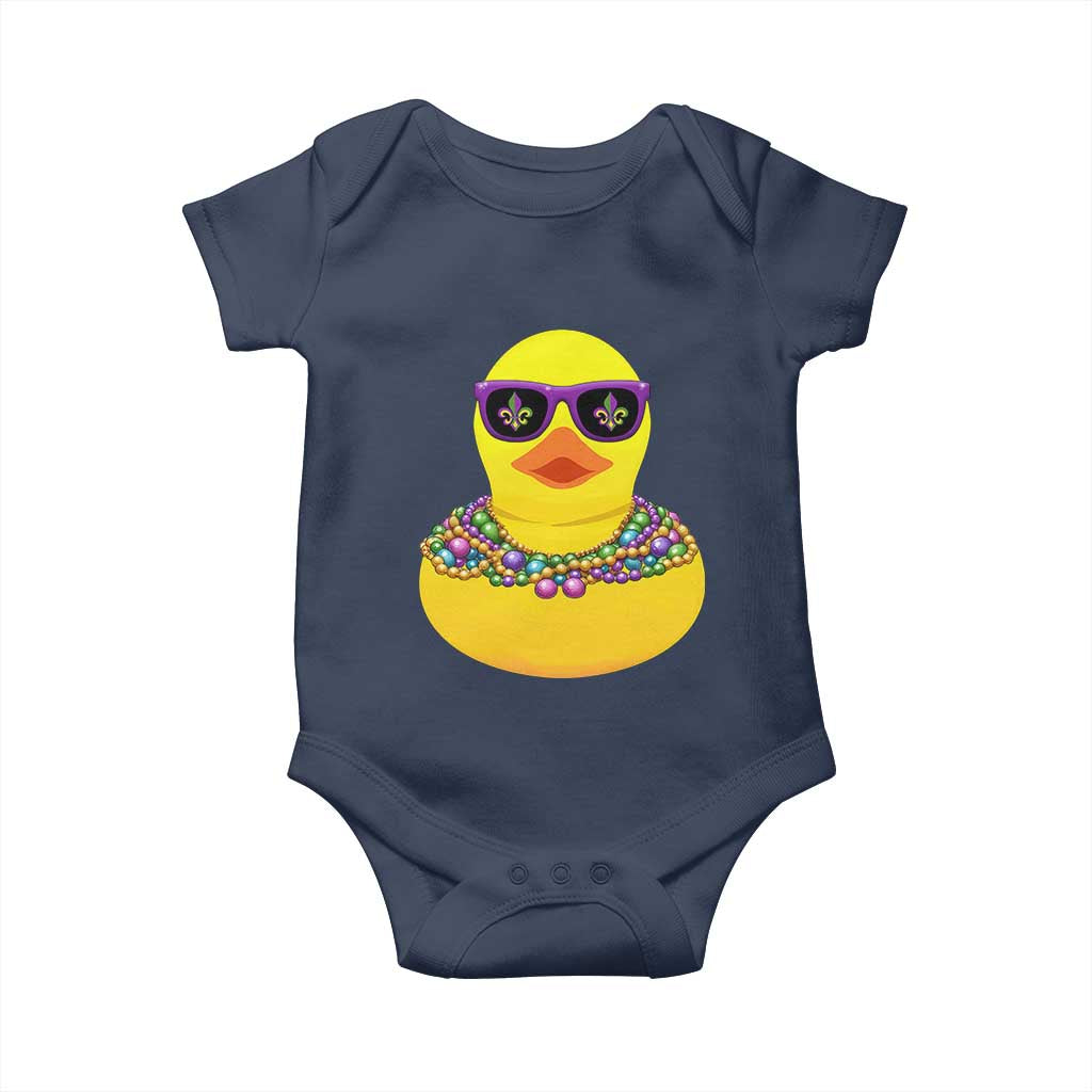 Mardi Gras Beads Cool Rubber Duck Fat Tuesday Festival Baby Onesie TS09 Navy Print Your Wear