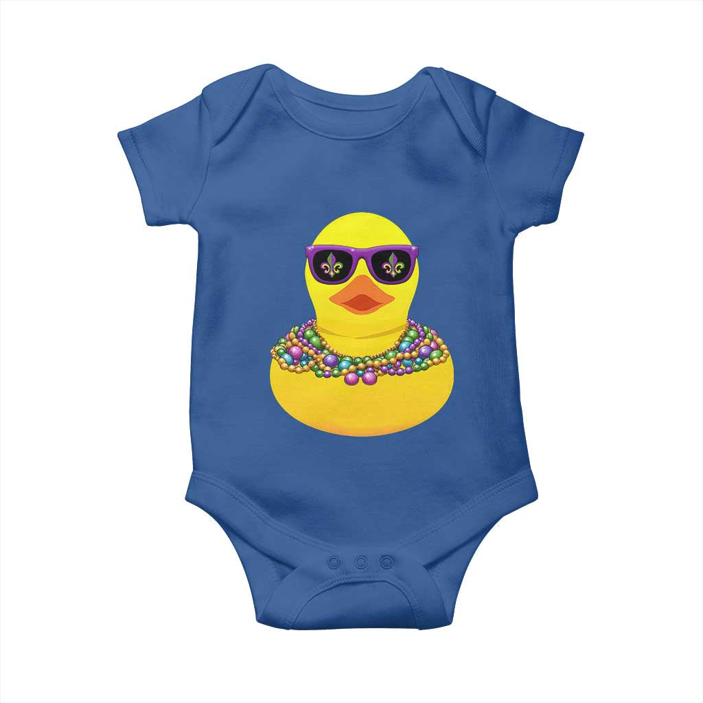Mardi Gras Beads Cool Rubber Duck Fat Tuesday Festival Baby Onesie TS09 Royal Blue Print Your Wear