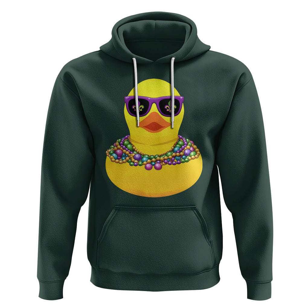 Mardi Gras Beads Cool Rubber Duck Fat Tuesday Festival Hoodie TS09 Dark Forest Green Printyourwear