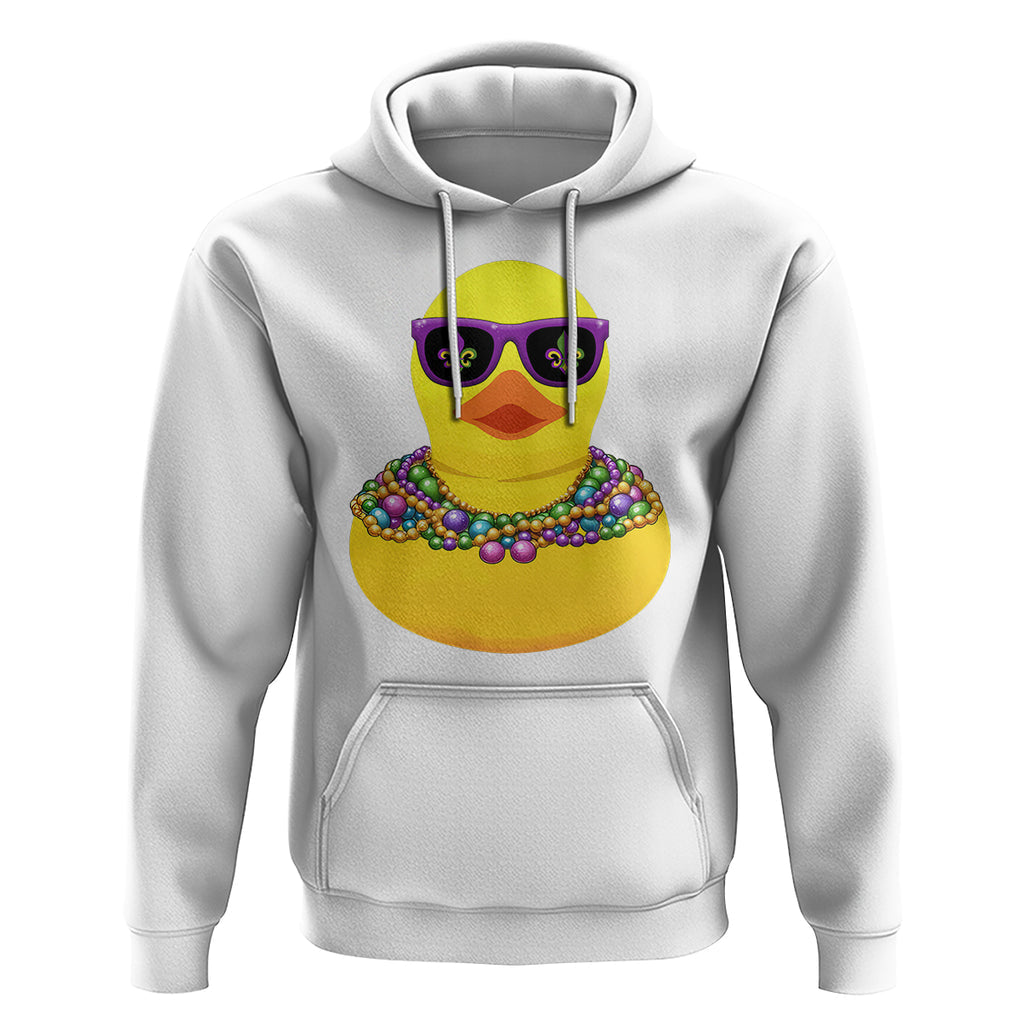 Mardi Gras Beads Cool Rubber Duck Fat Tuesday Festival Hoodie TS09 White Printyourwear