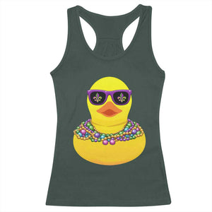Mardi Gras Beads Cool Rubber Duck Fat Tuesday Festival Racerback Tank Top TS09 Dark Forest Green Print Your Wear