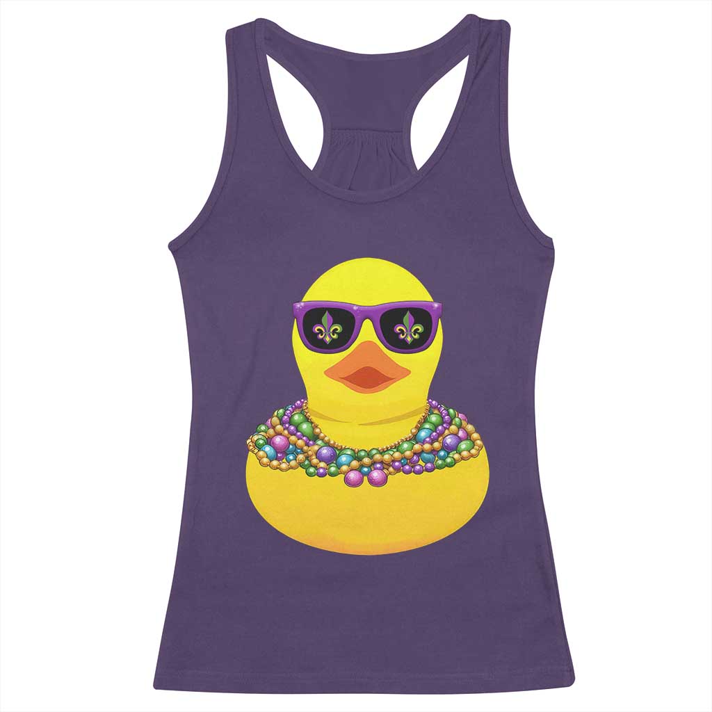 Mardi Gras Beads Cool Rubber Duck Fat Tuesday Festival Racerback Tank Top TS09 Purple Print Your Wear
