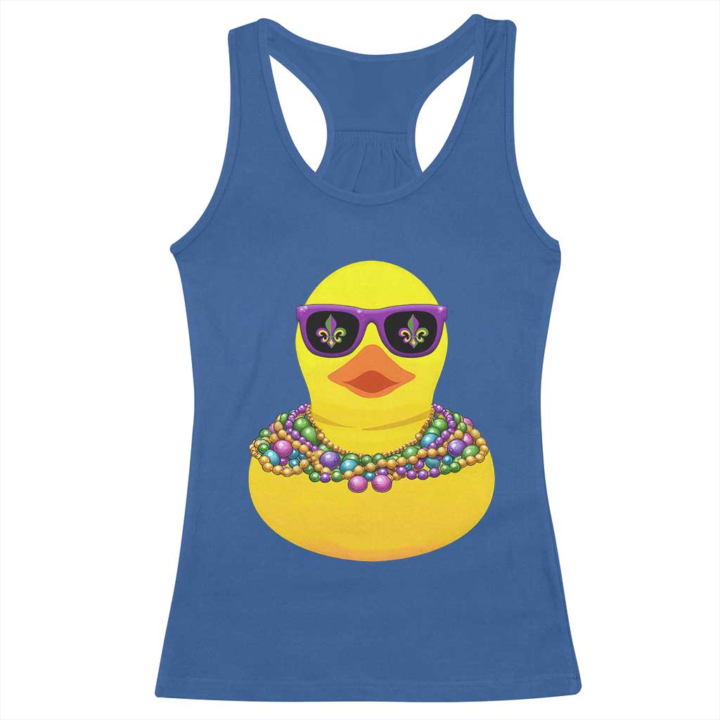 Mardi Gras Beads Cool Rubber Duck Fat Tuesday Festival Racerback Tank Top TS09 Royal Blue Print Your Wear