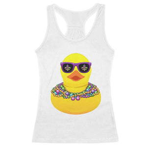 Mardi Gras Beads Cool Rubber Duck Fat Tuesday Festival Racerback Tank Top TS09 White Print Your Wear