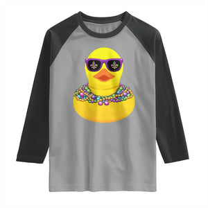 Mardi Gras Beads Cool Rubber Duck Fat Tuesday Festival Raglan Shirt TS09 Sport Gray Black Print Your Wear