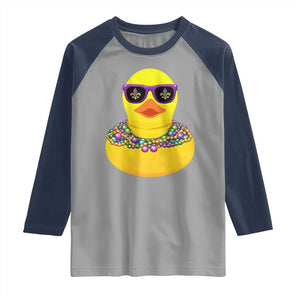Mardi Gras Beads Cool Rubber Duck Fat Tuesday Festival Raglan Shirt TS09 Sport Gray Navy Print Your Wear