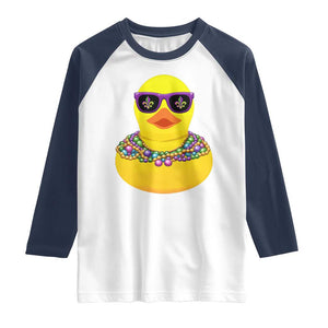 Mardi Gras Beads Cool Rubber Duck Fat Tuesday Festival Raglan Shirt TS09 White Navy Print Your Wear