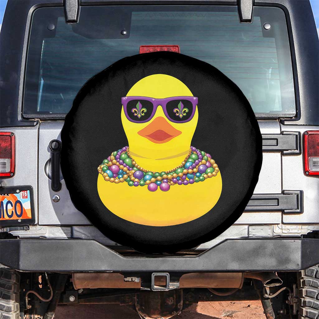 Mardi Gras Beads Cool Rubber Duck Fat Tuesday Festival Spare Tire Cover TS09 No hole Black Print Your Wear