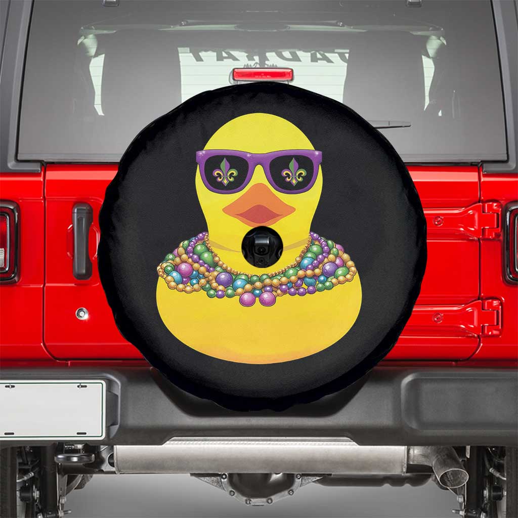 Mardi Gras Beads Cool Rubber Duck Fat Tuesday Festival Spare Tire Cover TS09 Black Print Your Wear
