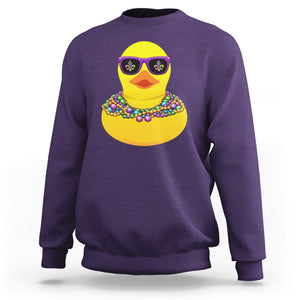 Mardi Gras Beads Cool Rubber Duck Fat Tuesday Festival Sweatshirt TS09 Purple Printyourwear