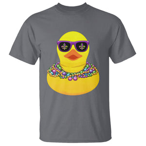 Mardi Gras Beads Cool Rubber Duck Fat Tuesday Festival T Shirt TS09 Charcoal Printyourwear