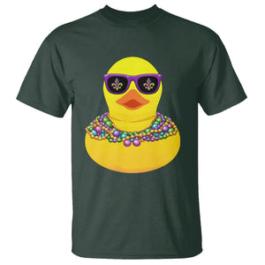 Mardi Gras Beads Cool Rubber Duck Fat Tuesday Festival T Shirt TS09 Dark Forest Green Printyourwear