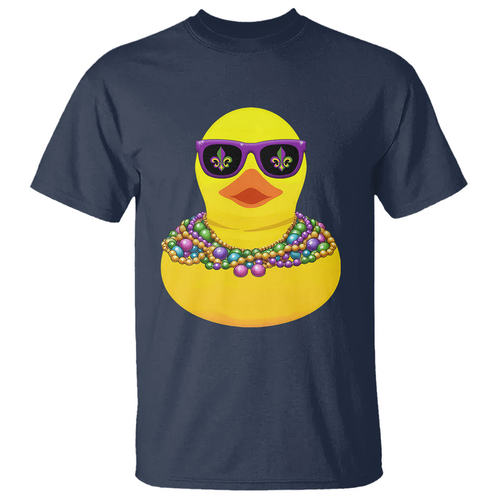 Mardi Gras Beads Cool Rubber Duck Fat Tuesday Festival T Shirt TS09 Navy Printyourwear