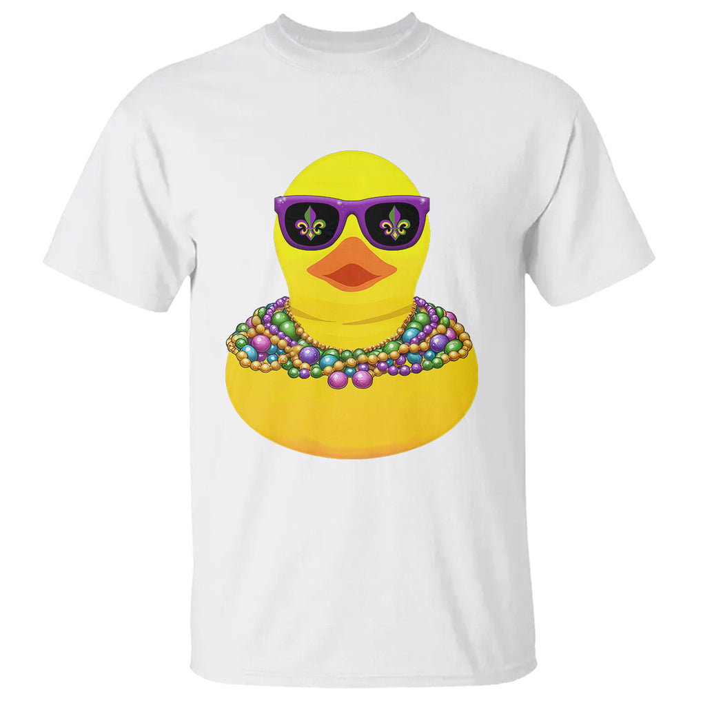 Mardi Gras Beads Cool Rubber Duck Fat Tuesday Festival T Shirt TS09 White Printyourwear