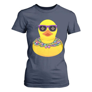 Mardi Gras Beads Cool Rubber Duck Fat Tuesday Festival T Shirt For Women TS09 Navy Print Your Wear