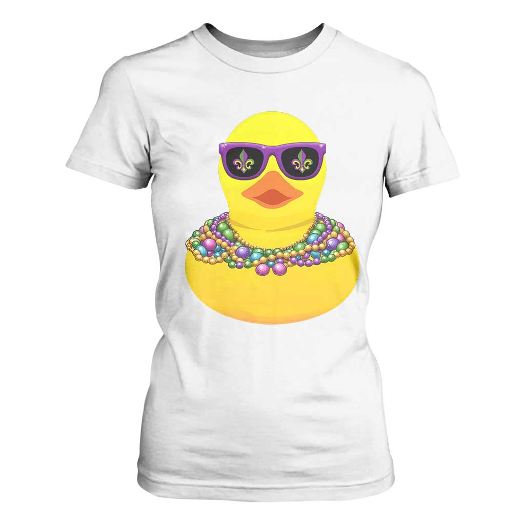 Mardi Gras Beads Cool Rubber Duck Fat Tuesday Festival T Shirt For Women TS09 White Print Your Wear