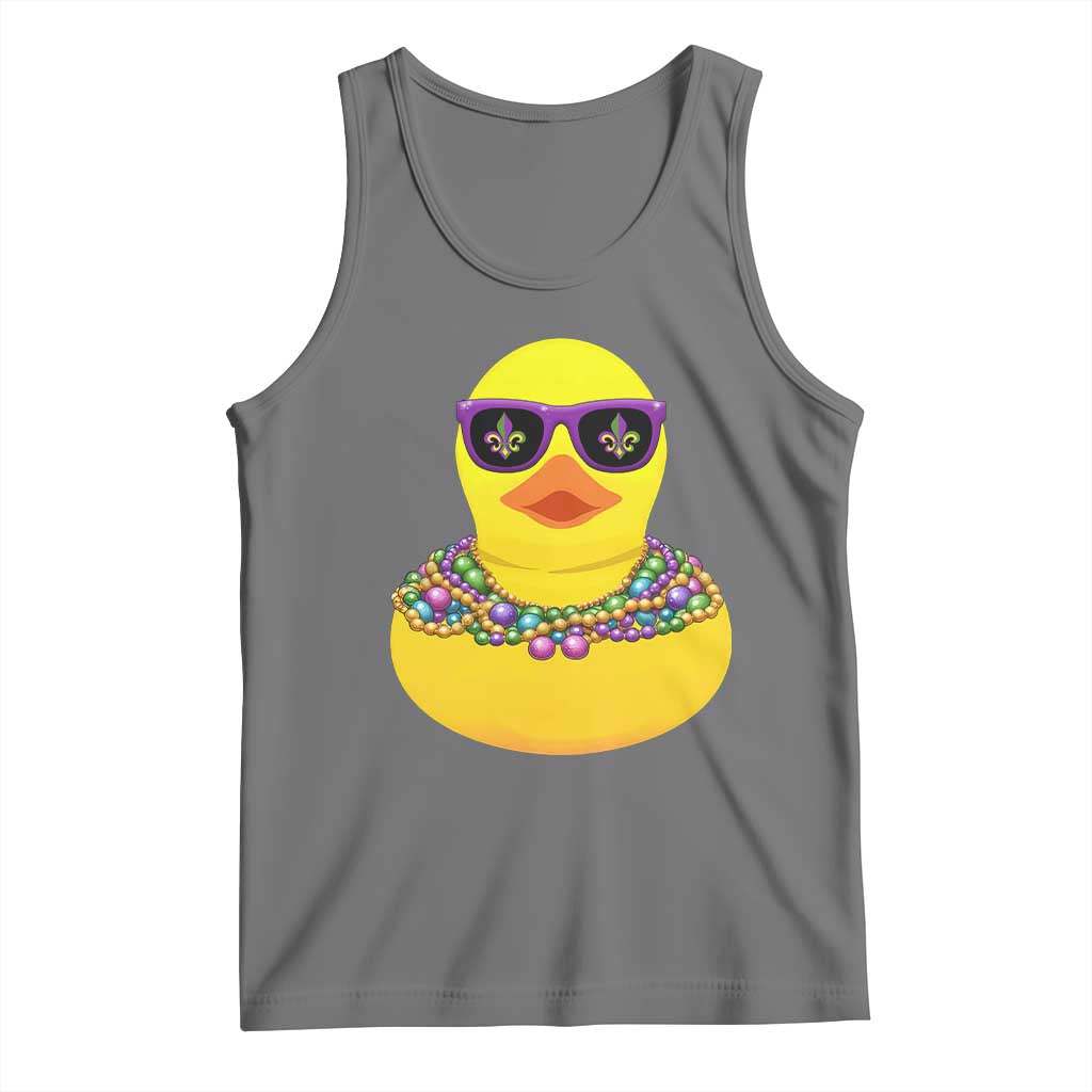 Mardi Gras Beads Cool Rubber Duck Fat Tuesday Festival Tank Top TS09 Black Heather Print Your Wear