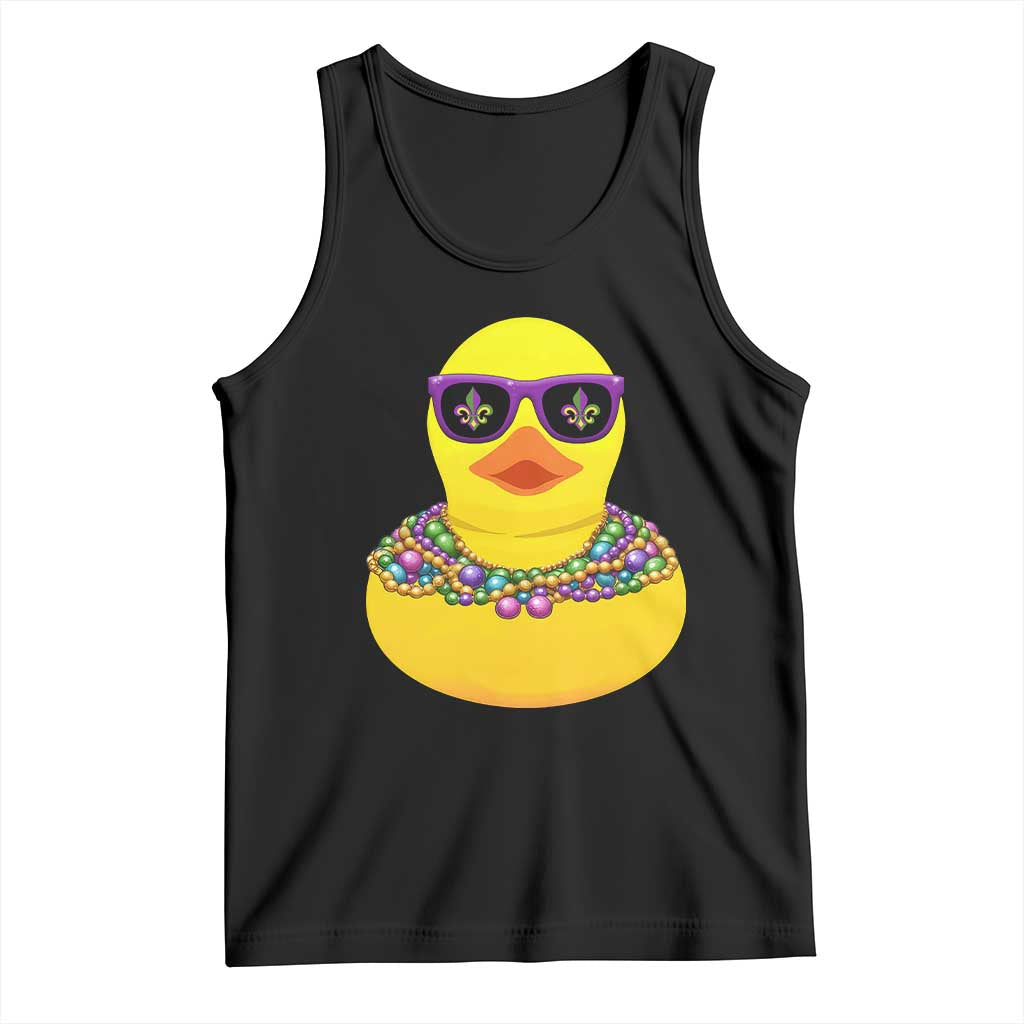 Mardi Gras Beads Cool Rubber Duck Fat Tuesday Festival Tank Top TS09 Black Print Your Wear