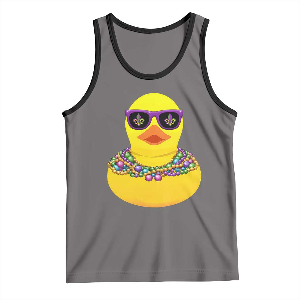 Mardi Gras Beads Cool Rubber Duck Fat Tuesday Festival Tank Top TS09 Deep Heather Black Print Your Wear