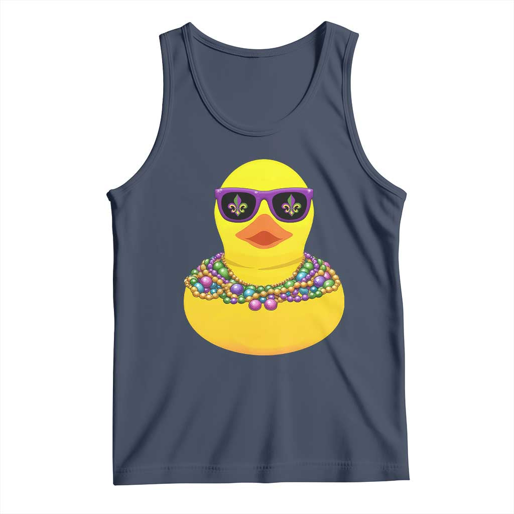 Mardi Gras Beads Cool Rubber Duck Fat Tuesday Festival Tank Top TS09 Navy Print Your Wear