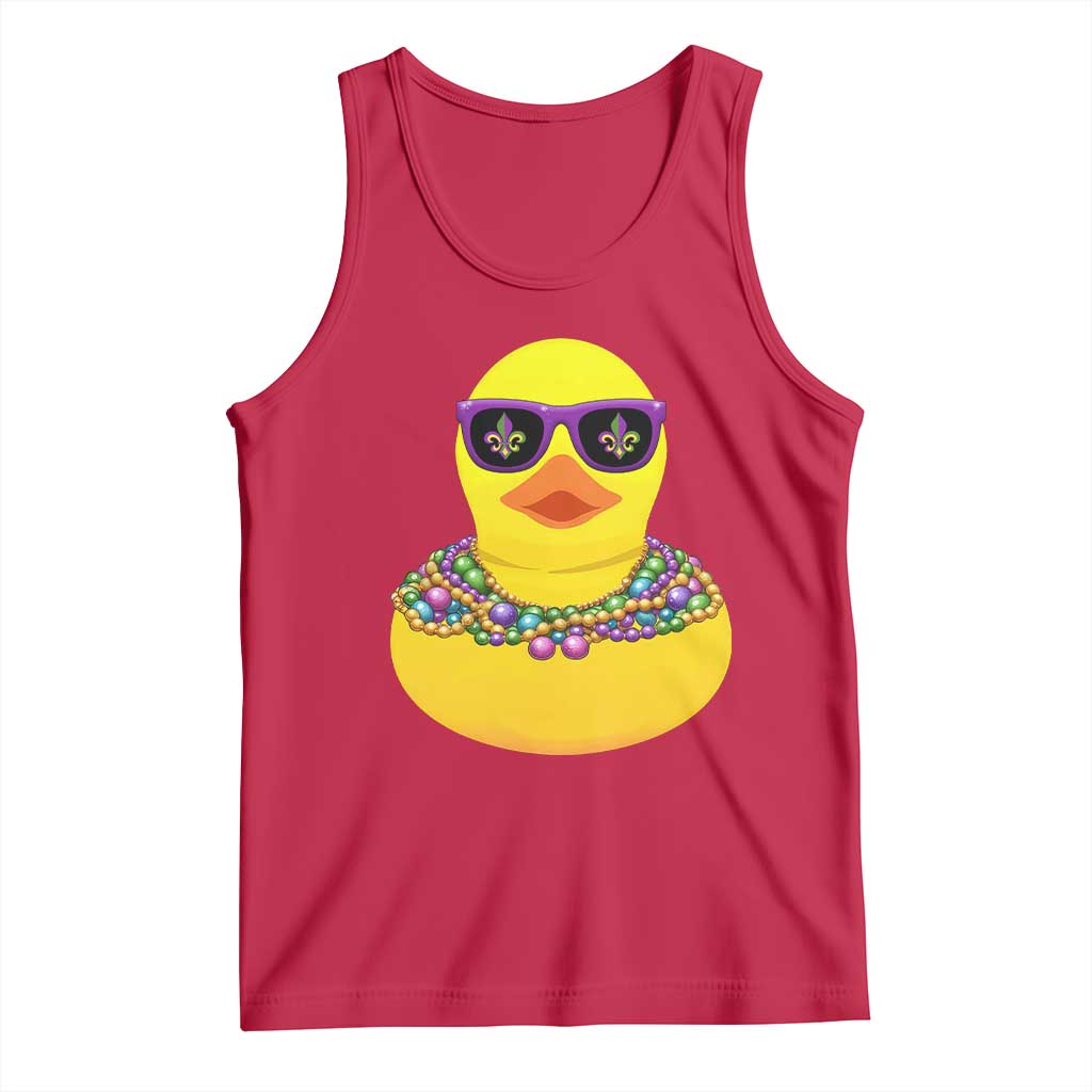Mardi Gras Beads Cool Rubber Duck Fat Tuesday Festival Tank Top TS09 Red Print Your Wear