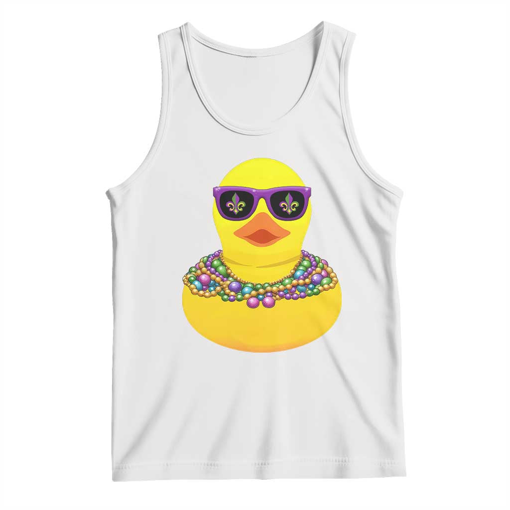 Mardi Gras Beads Cool Rubber Duck Fat Tuesday Festival Tank Top TS09 White Print Your Wear