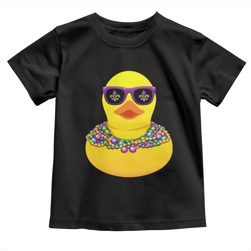 Mardi Gras Beads Cool Rubber Duck Fat Tuesday Festival Toddler T Shirt TS09 Black Print Your Wear