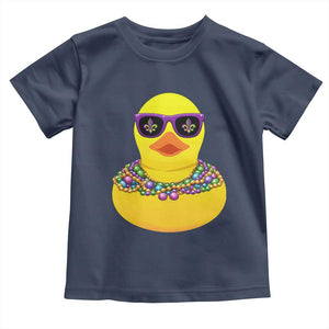 Mardi Gras Beads Cool Rubber Duck Fat Tuesday Festival Toddler T Shirt TS09 Navy Print Your Wear