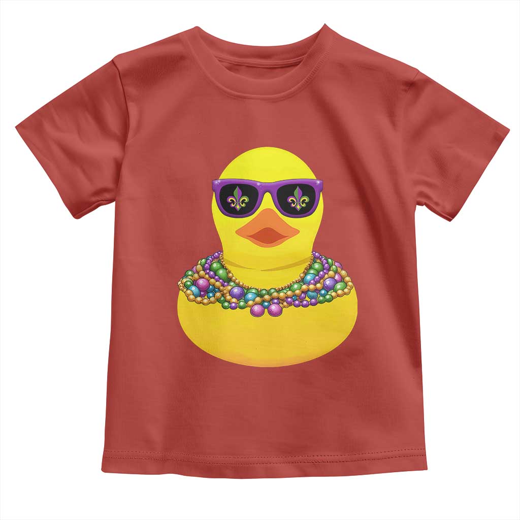 Mardi Gras Beads Cool Rubber Duck Fat Tuesday Festival Toddler T Shirt TS09 Red Print Your Wear