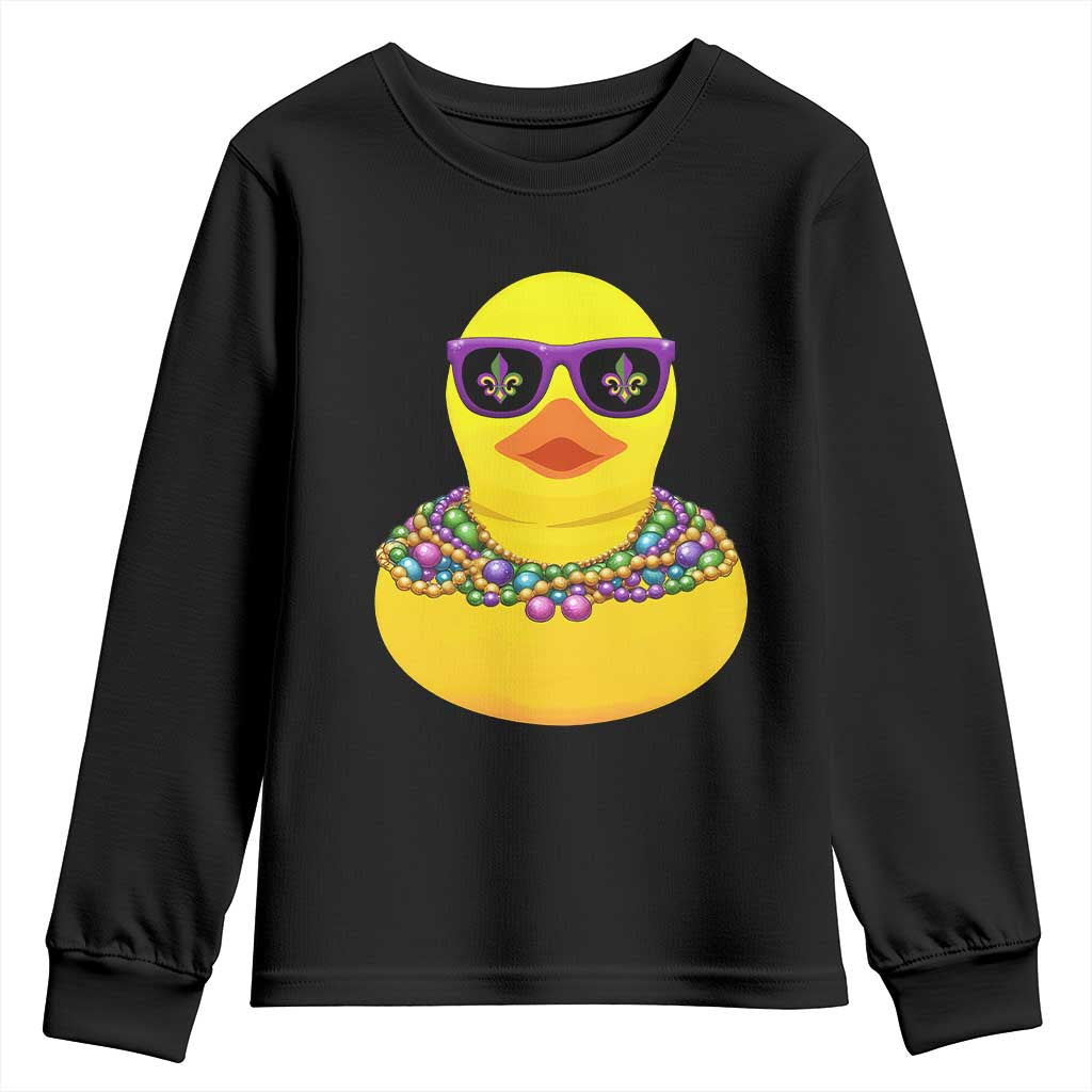 Mardi Gras Beads Cool Rubber Duck Fat Tuesday Festival Youth Sweatshirt TS09 Black Print Your Wear