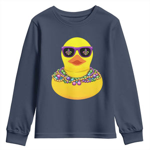 Mardi Gras Beads Cool Rubber Duck Fat Tuesday Festival Youth Sweatshirt TS09 Navy Print Your Wear