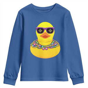 Mardi Gras Beads Cool Rubber Duck Fat Tuesday Festival Youth Sweatshirt TS09 Royal Blue Print Your Wear