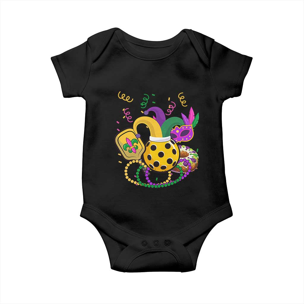Mardi Gras Pickleball Jester Hat Beads Baby Onesie TS09 Black Print Your Wear