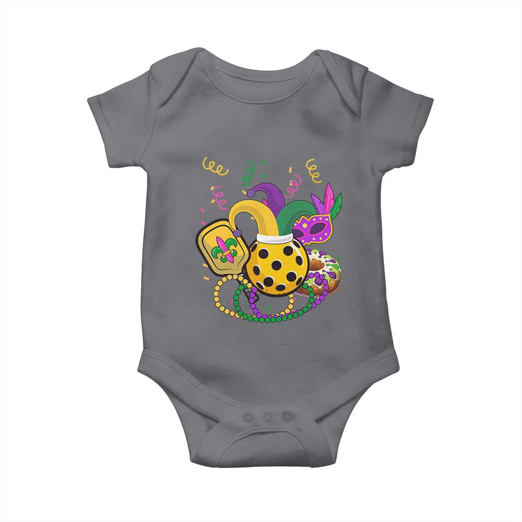 Mardi Gras Pickleball Jester Hat Beads Baby Onesie TS09 Charcoal Print Your Wear
