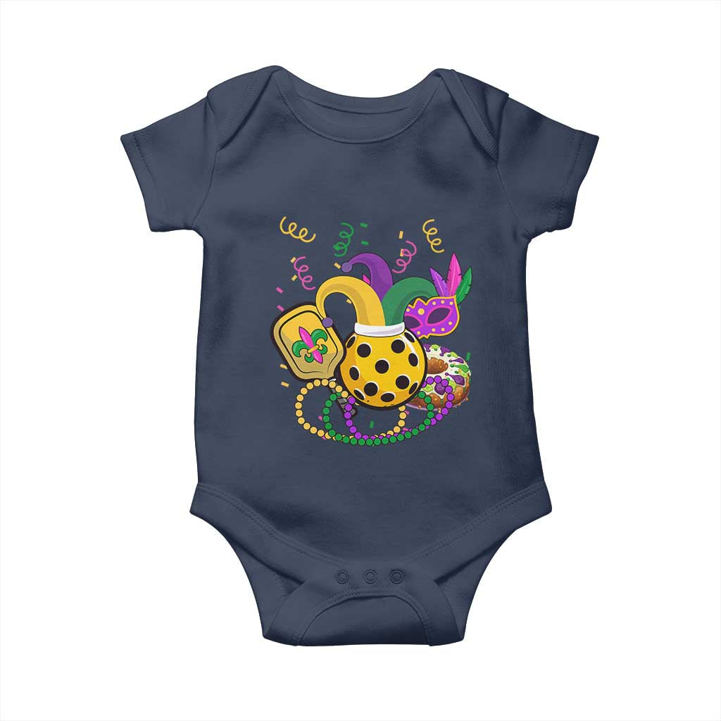 Mardi Gras Pickleball Jester Hat Beads Baby Onesie TS09 Navy Print Your Wear